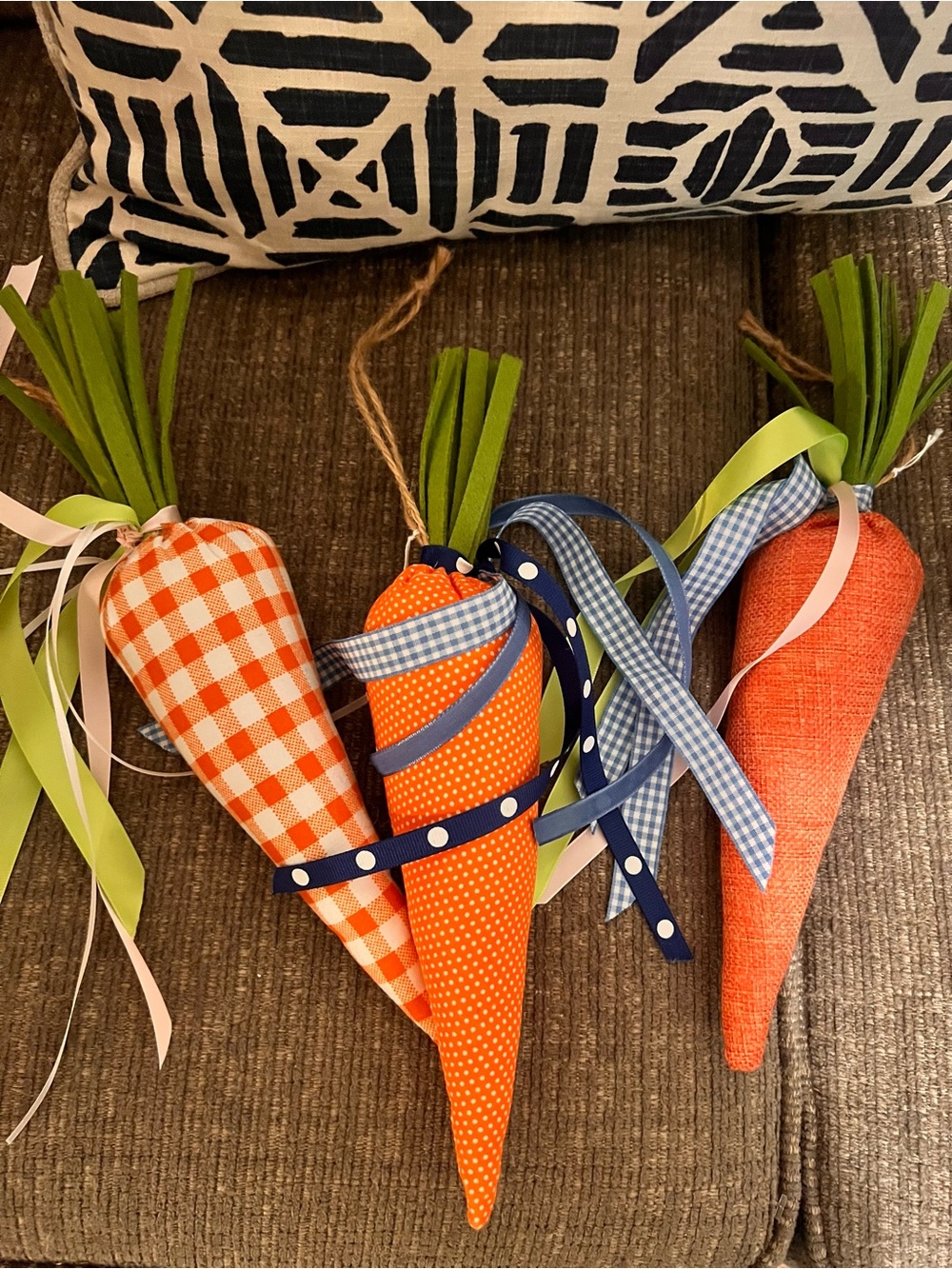 Handmade Fabric Carrot Decor Trio - Orange & Green